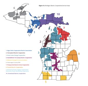 Michigan rural electric cooperatives service areas